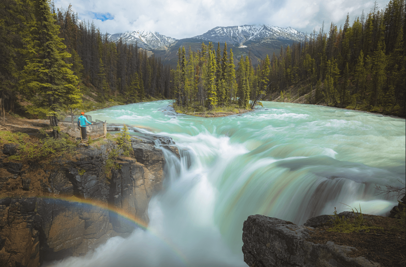 The powerful Sunwapta Falls in Alberta, Canada.