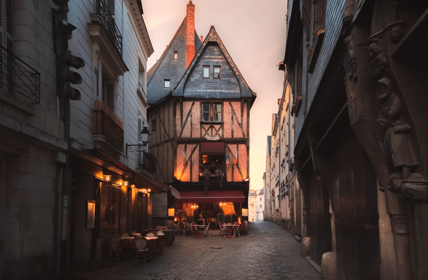 Exterior view of a quaint French café captured by Stephen Bridger.